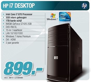 Promoties I7 desktop - HP - Geldig van 23/03/2011 tot 16/04/2011 bij Auva