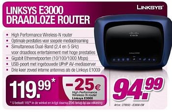 Promoties Draadloze router - Linksys - Geldig van 23/03/2011 tot 16/04/2011 bij Auva
