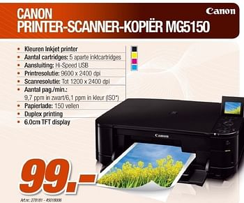 Promotions Printer-scanner-kopier - Canon - Valide de 23/03/2011 à 16/04/2011 chez Auva
