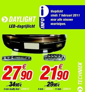 Promoties Daylight led-dagrijlicht - Huismerk - Auto 5  - Geldig van 24/03/2011 tot 23/04/2011 bij Auto 5