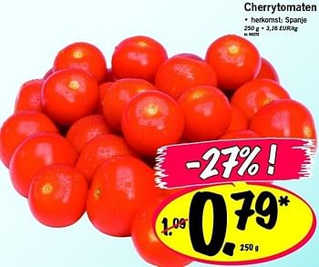 Promotions Cherrytomaten - Produit maison - Lidl - Valide de 26/03/2011 à 26/03/2011 chez Lidl