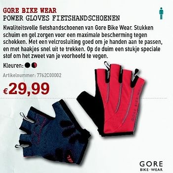 Promoties Power gloves fietshandschoenen - GORE - Geldig van 30/03/2011 tot 17/04/2011 bij A.S.Adventure