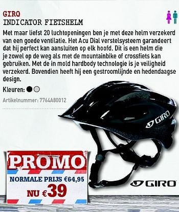 Promoties Indicator fietshelm - GIRO - Geldig van 30/03/2011 tot 17/04/2011 bij A.S.Adventure
