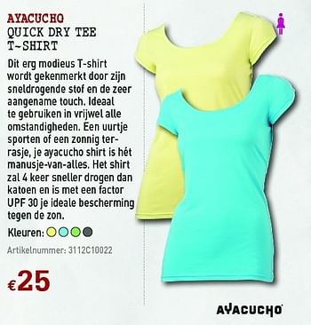 Promoties Quick dry tee t-shirt - AYACUCHO - Geldig van 30/03/2011 tot 17/04/2011 bij A.S.Adventure