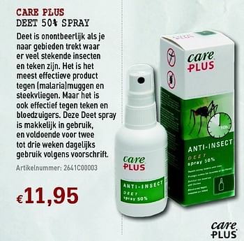 Promoties Deet 50% spray - Care Plus - Geldig van 30/03/2011 tot 17/04/2011 bij A.S.Adventure