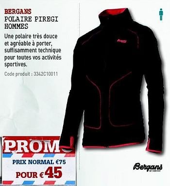 Promotions Polaire piregi hommes - Bergans - Valide de 30/03/2011 à 17/04/2011 chez A.S.Adventure