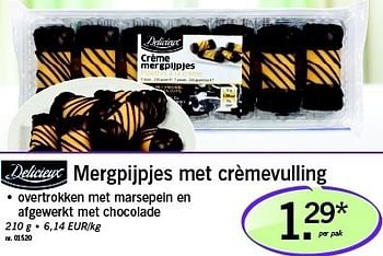 Promoties Mergpijpjes met crèmevulling - Delicieux - Geldig van 11/04/2011 tot 16/04/2011 bij Lidl