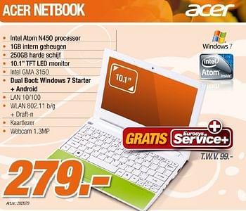 Promotions Netbook - Acer - Valide de 16/04/2011 à 17/05/2011 chez Auva