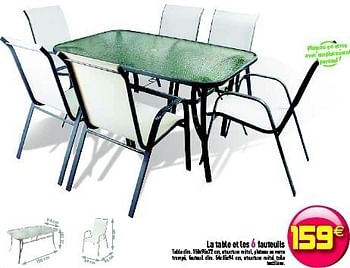 Promotions La table et les 6 fauteuils - Produit maison - Gifi - Valide de 19/04/2011 à 27/04/2011 chez Gifi