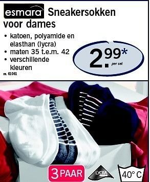Promoties Sneakersokken voor dames - Esmara - Geldig van 21/04/2011 tot 23/04/2011 bij Lidl