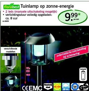 Promoties Tuinlamp op zonne-energie - Flora  Best - Geldig van 21/04/2011 tot 23/04/2011 bij Lidl