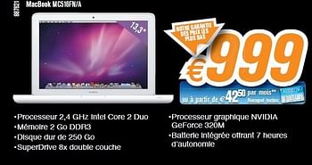 Promotions Macbook - Apple - Valide de 26/04/2011 à 22/05/2011 chez Krefel