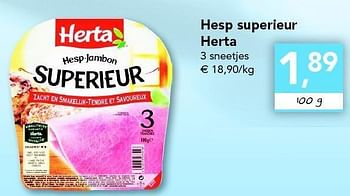 Promoties Hesp superieur - Herta - Geldig van 28/04/2011 tot 07/05/2011 bij Supra