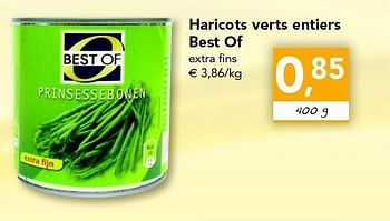 Promotions Haricots verts entiers - Best of - Valide de 28/04/2011 à 07/05/2011 chez Supra