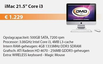 Promotions Imac core i3 - Apple - Valide de 01/05/2011 à 31/05/2011 chez DMDNet