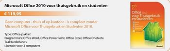 Promoties Oce 2010 voor thuisgebruik en studenten - Microsoft - Geldig van 01/05/2011 tot 31/05/2011 bij DMDNet