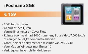 Promoties Ipod nano 8gb - Apple - Geldig van 01/05/2011 tot 31/05/2011 bij DMDNet