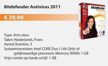 Promoties Antivirus 2011 - Bitdefender - Geldig van 01/05/2011 tot 31/05/2011 bij DMDNet