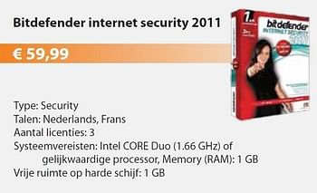 Promotions Internet security 2011 - Bitdefender - Valide de 01/05/2011 à 31/05/2011 chez DMDNet
