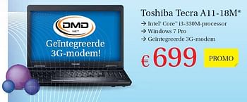 Promoties Notebooks - Toshiba - Geldig van 01/05/2011 tot 31/05/2011 bij DMDNet