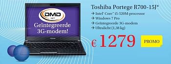 Promoties Notebooks - Toshiba - Geldig van 01/05/2011 tot 31/05/2011 bij DMDNet