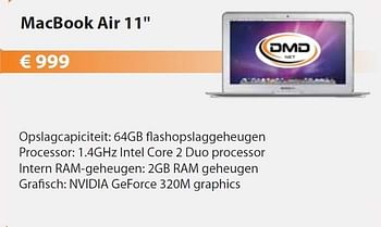 Promotions Macbook air - Apple - Valide de 01/05/2011 à 31/05/2011 chez DMDNet
