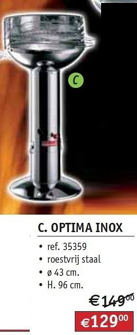 Promoties C. optima inox - Barbecook - Geldig van 02/05/2011 tot 31/05/2011 bij Bouwcenter Frans Vlaeminck