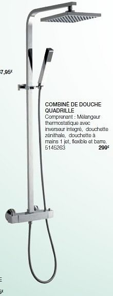 Promotions Combiné de douche quadrille - Produit maison - BricoPlanit - Valide de 05/05/2011 à 31/08/2011 chez BricoPlanit