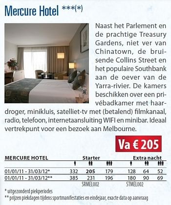 Promoties Mercure hotel - Huismerk Connections - Geldig van 10/05/2011 tot 31/03/2012 bij Connections