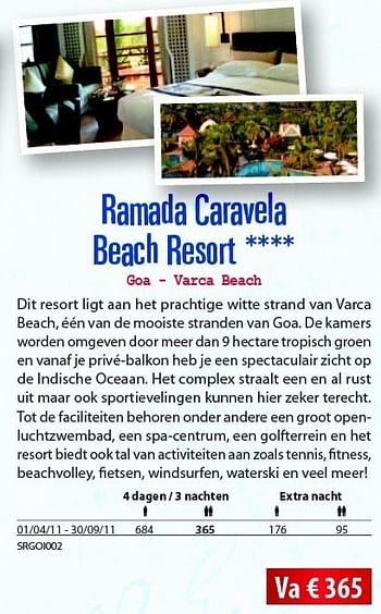Promoties Ramada caravela beach resort - Huismerk Connections - Geldig van 10/05/2011 tot 31/10/2011 bij Connections