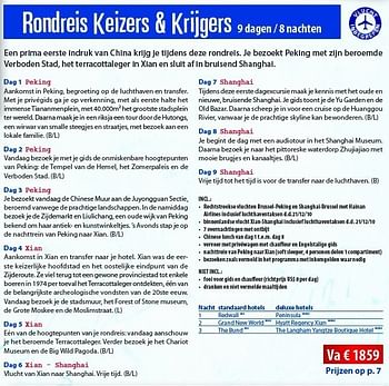 Promoties Rondreis keizers & krijgers - Huismerk Connections - Geldig van 10/05/2011 tot 31/12/2011 bij Connections