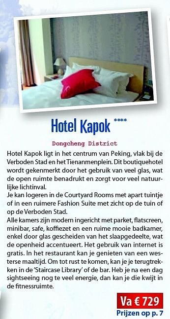 Promoties Hotel kapok - Huismerk Connections - Geldig van 10/05/2011 tot 31/12/2011 bij Connections