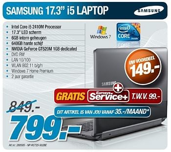 Promotions I5 laptop - Samsung - Valide de 12/05/2011 à 21/06/2011 chez Auva