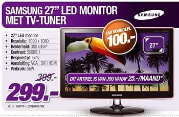 Promotions Led monitor met tv-tuner - Samsung - Valide de 12/05/2011 à 21/06/2011 chez Auva