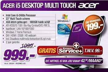 Promoties I5 desktop multi touch - Acer - Geldig van 12/05/2011 tot 21/06/2011 bij Auva