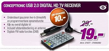 Promoties Usb 2.0 digital hd tv receiver - Conceptronic - Geldig van 12/05/2011 tot 21/06/2011 bij Auva