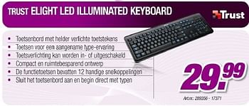 Promotions Elight led illuminated keyboard - Trust - Valide de 12/05/2011 à 21/06/2011 chez Auva