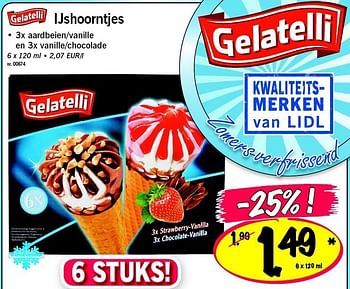 Promoties Ijshoorntjes - Gelatelli - Geldig van 14/05/2011 tot 14/05/2011 bij Lidl