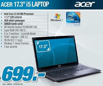 Promoties I5 laptop - Acer - Geldig van 18/05/2011 tot 21/06/2011 bij PC Center