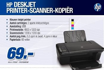 Promoties Deskjet printer scanner kopier - HP - Geldig van 18/05/2011 tot 21/06/2011 bij PC Center