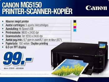 Promoties Printer scanner kopier - Canon - Geldig van 18/05/2011 tot 21/06/2011 bij PC Center