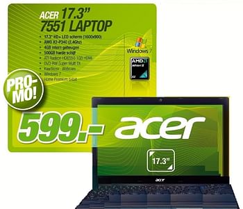 Promoties Laptop - Acer - Geldig van 18/05/2011 tot 21/06/2011 bij VCD