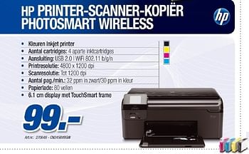 Promoties Printer scanner kopier photosmart wireless - HP - Geldig van 18/05/2011 tot 21/06/2011 bij VCD
