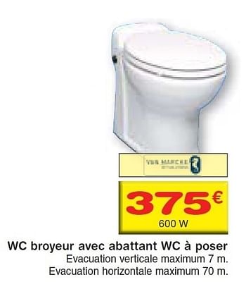 Promotions Wc broyeur avec abattant wc à poser - Van Marcke - Valide de 18/05/2011 à 06/06/2011 chez BricoPlanit