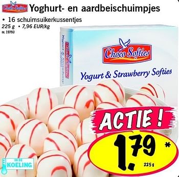 Promoties Yoghurt- en aardbeischuimpjes - Choco Softies - Geldig van 23/05/2011 tot 28/05/2011 bij Lidl