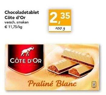 Promotions Chocoladetablet - Cote D'Or - Valide de 26/05/2011 à 04/06/2011 chez Supra