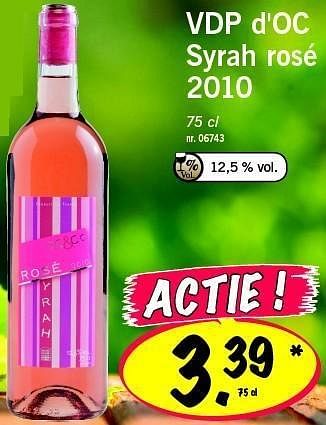 Promoties Vin de pays d`oc - syrah rosé - Rosé wijnen - Geldig van 30/05/2011 tot 04/06/2011 bij Lidl