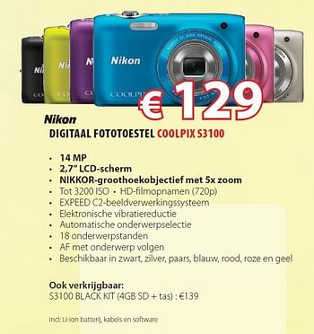 Promoties Digitaal fototoestel - Nikon - Geldig van 01/06/2011 tot 30/06/2011 bij Top Camera