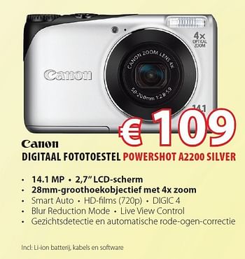 Promoties Digitaal fototoestel - Canon - Geldig van 01/06/2011 tot 30/06/2011 bij Top Camera