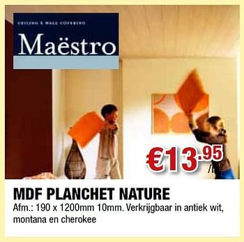 Promoties Mdf planchet nature - Maestro - Geldig van 01/06/2011 tot 15/06/2011 bij Cevo Market